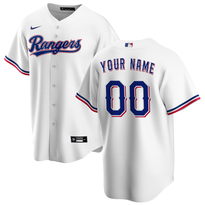 MLB Men Texas Rangers Nike White Home 2020 Replica Custom Jersey ->customized mlb jersey->Custom Jersey